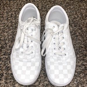 White Checkered Vans